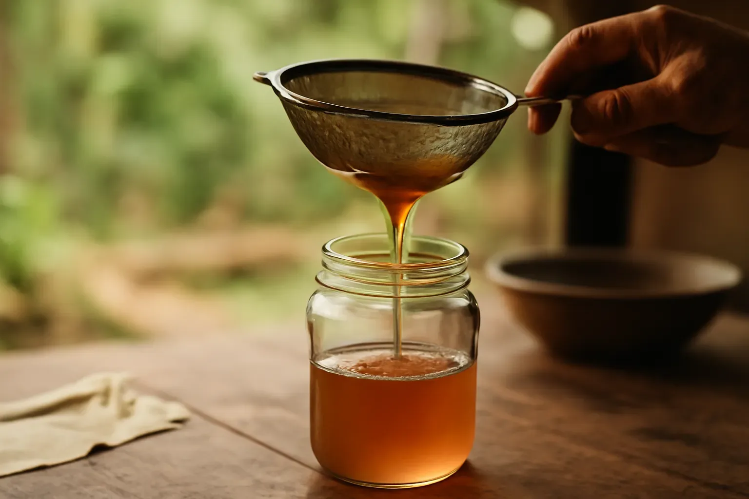 Lọc và đóng chai mật ong dú ngay sau khi thu — nửa giờ quyết định cả lô