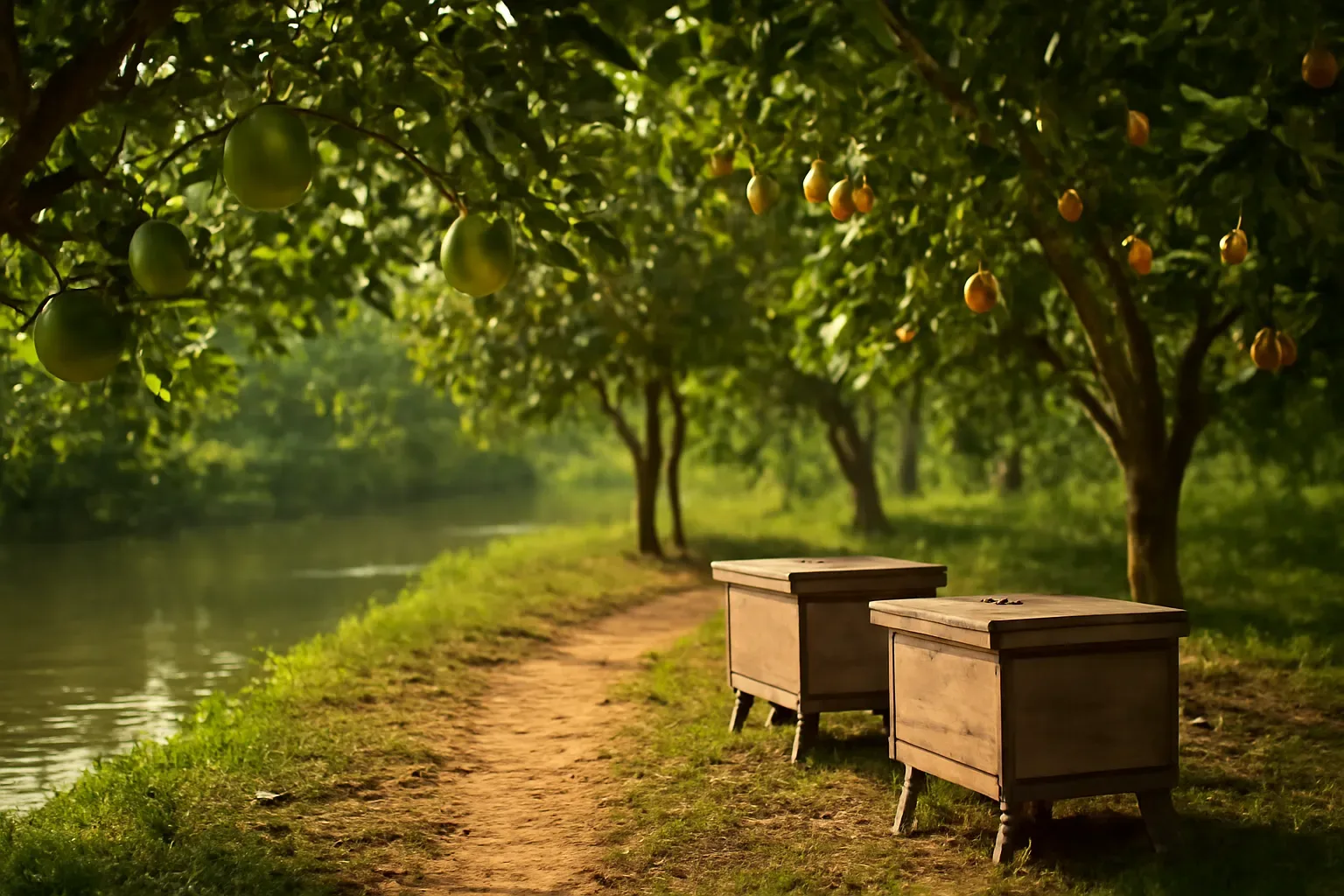 Bắt đầu nuôi ong dú ở Tân Uyên: hai thùng vườn ven sông